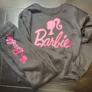Barbie Black kids crewneck sweatshirt and sweatpants set Girls 10/12